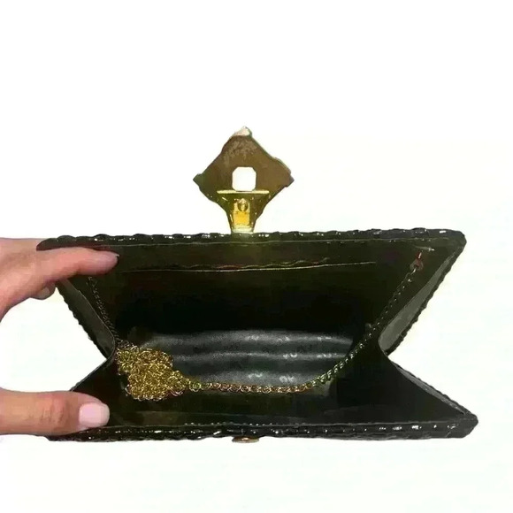 Vintage Rodo Black Lacquer Woven Handbag Clutch - Picture 2 of 3